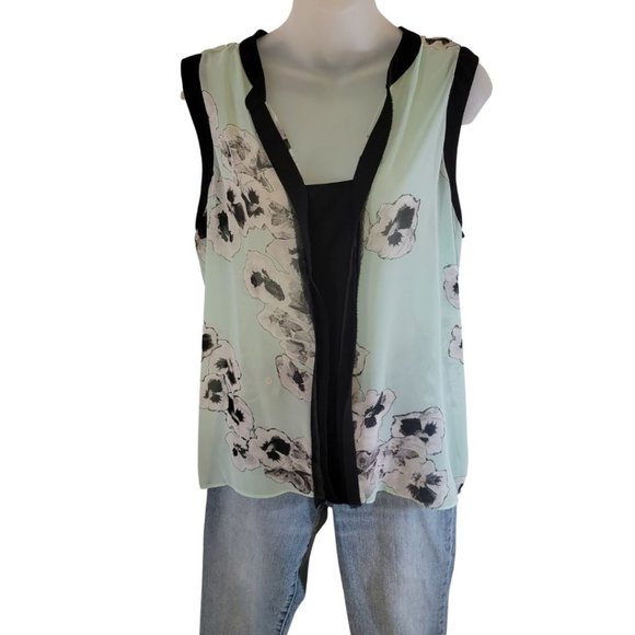 Ellen Tracy Sleeveless Floral print Dressy Blouse L - Picture 4 of 10